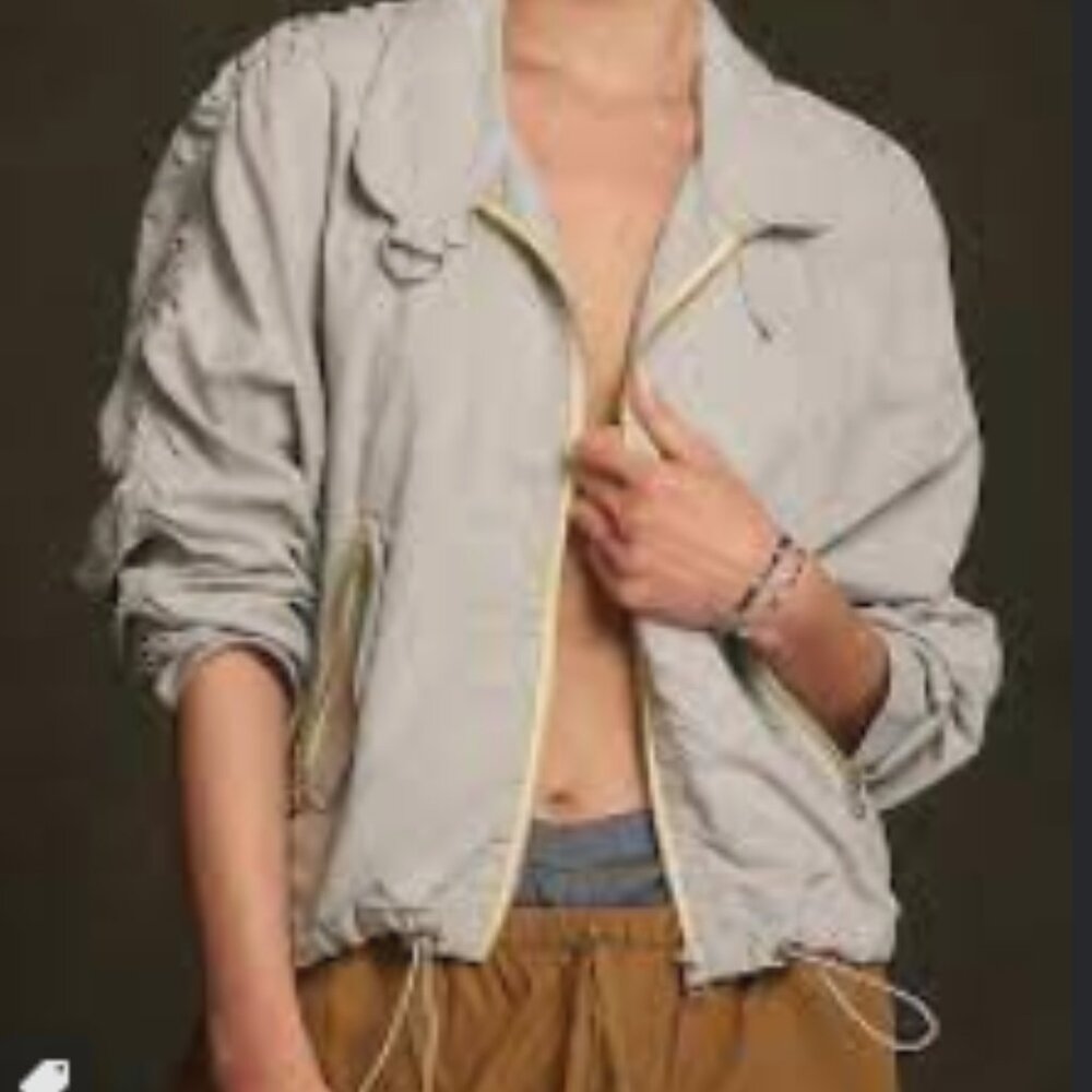 Anthropologie Daily Practice Pop-Trim Ruched-Sleeve Jacket